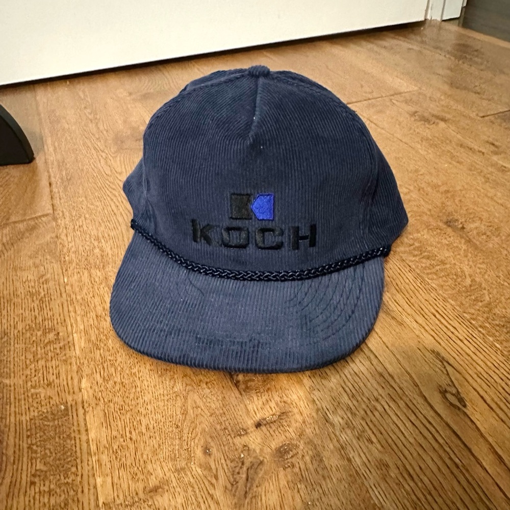 NOS Vintage KOCH Oil Cap Hat Oilfield Pipeline Gas Energy Advertising Corduroy